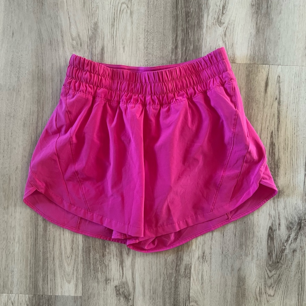 Like new Lululemon Sonic Pink Track That Shorts 3”